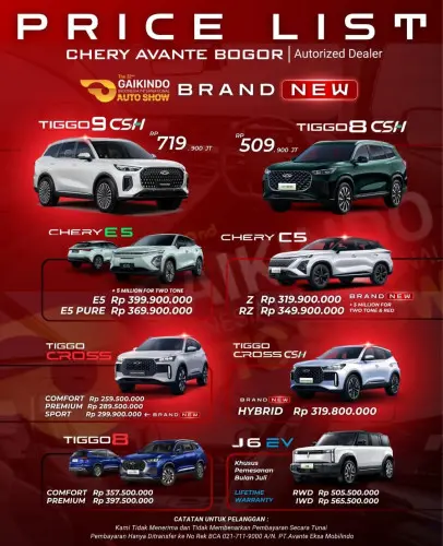 Pricelist Harga Chery sumurbatu 2025
